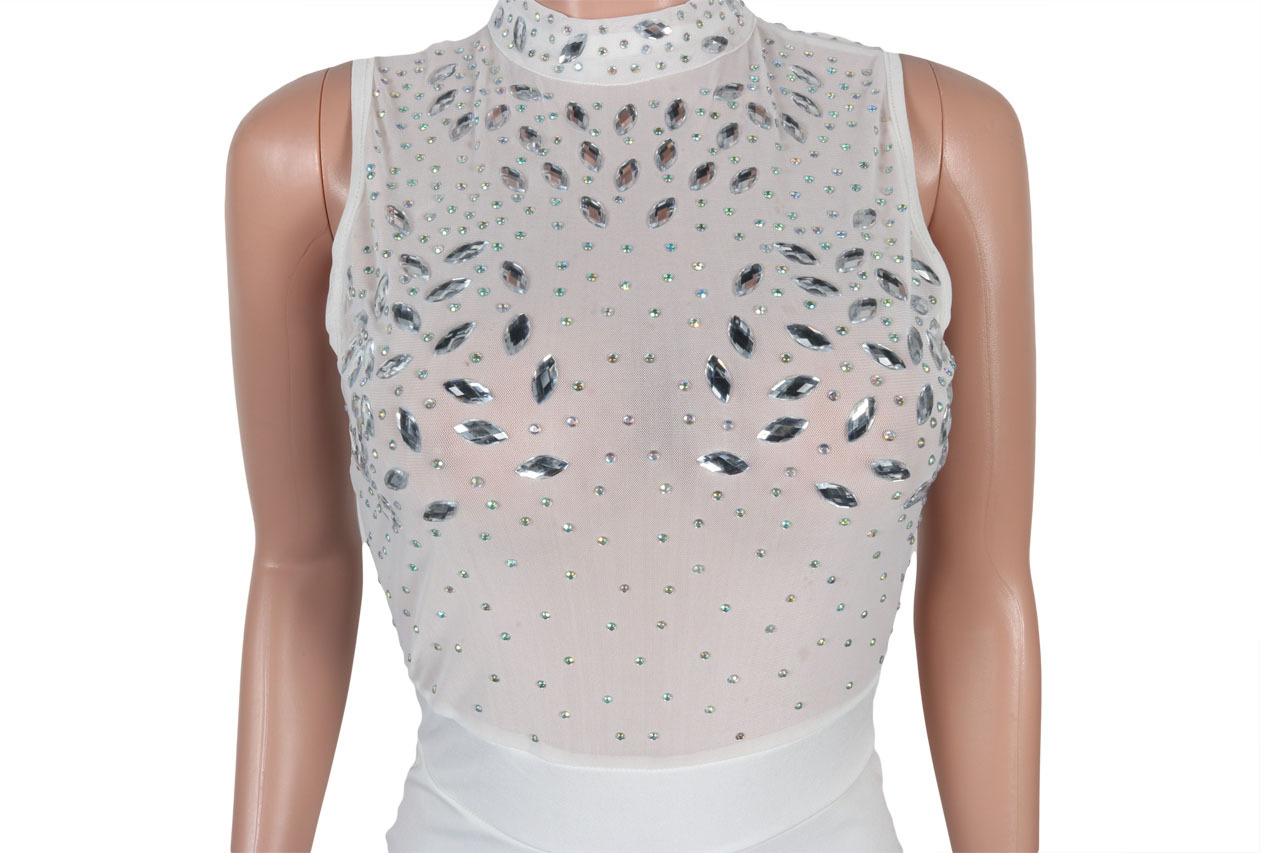 Boutique Sexy Women Wear Rhinestone Mesh Dress