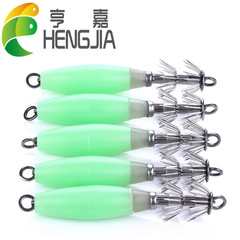 HENG JIA/Hengjia luminous squid hook 5PCS luminous squid bait explosive hook deep sea fishing squid bait