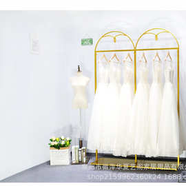 高档婚纱架金色落地展示架子铁艺影楼礼服悬挂商场服装店侧挂衣架