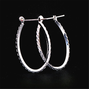 Korean version of the new silver earrings single line printing exaggerated earrings foreign trade earrings little girl fresh earrings wholesale