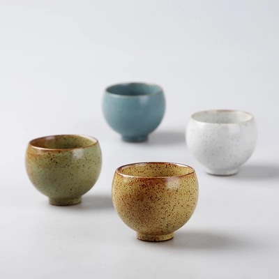 批发日式粗陶功夫茶具茶杯创意个人杯复古品茗杯斗笠杯罗汉杯茶碗