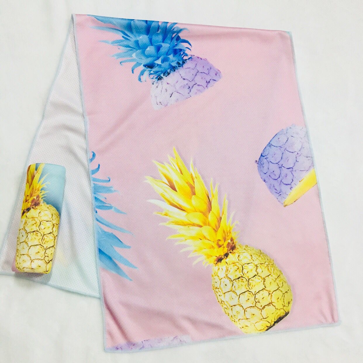 涤锦印花冰凉巾裁片冷感毛巾印花定制花型|ru