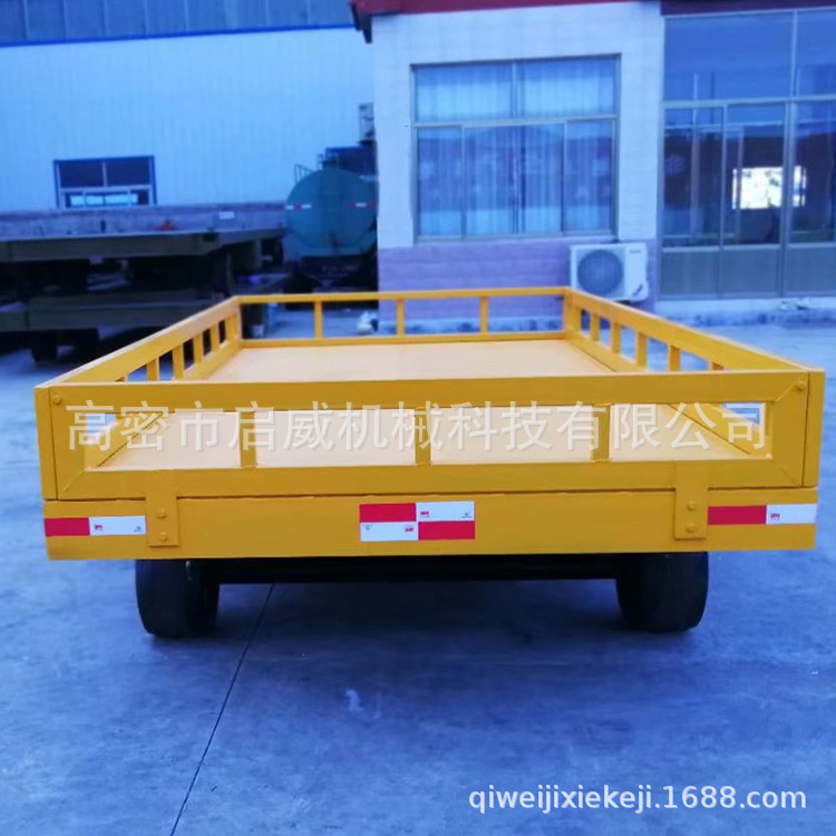 前后围栏拖车载重10吨 启威机械厂家平板拖车 重型物流台车