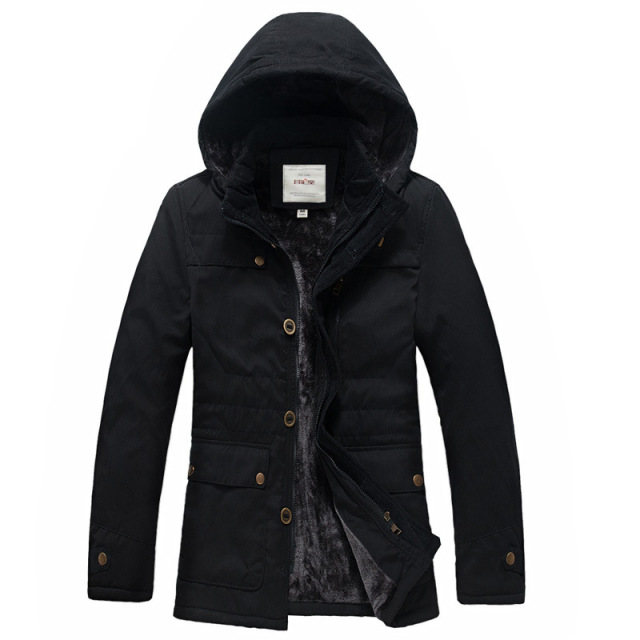 Autumn and winter men’s cotton washed medium length Plush coat casual jacket