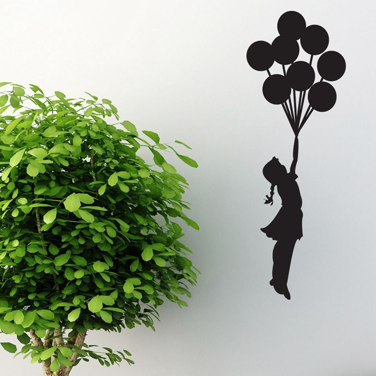 Serie Banksy Globo Chica tallada pegatinas de pared jardín de infantes habitación de los niños decoración creativa pegatinas murales autoadhesivas