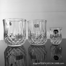 高白料透明钻石玻璃杯 威士忌酒杯 果汁冷饮杯水杯朗旭