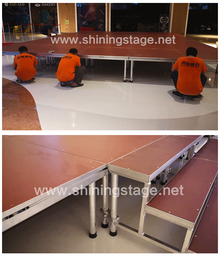 批发铝合金可调节高度拼装舞台、折叠舞台、活动舞台