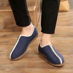 老北京布鞋快手紅人精神社會小伙豆豆鞋男韓版百搭中國風棉麻單鞋