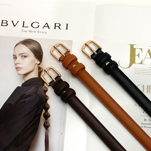 Women's Thin Belt New Korean Version Versatile Women's Thin Belt Pin Buckle PU Leather Belt Decorative Trouser Belt Factory Direct Sales
