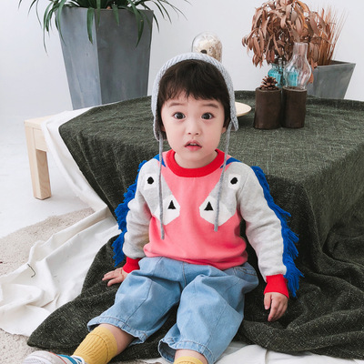 MJ童品2018秋款童装儿童毛衣纯棉卡通男女小童外套小马线衫上衣|ru