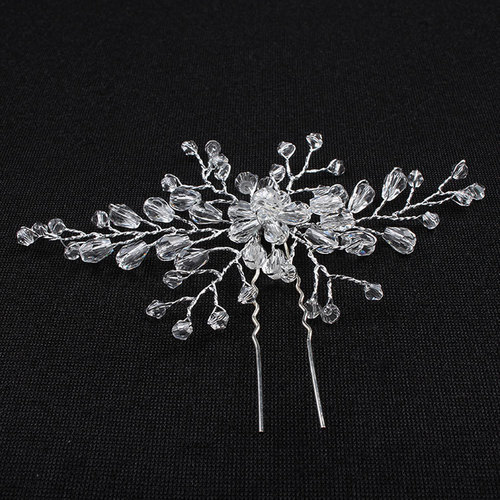 Bridal Crown Wedding Accessories Handmade Hairstyle Performance Headwear European and American Hair Accessories Crystal Hairpin Hairpin U-shaped Fork