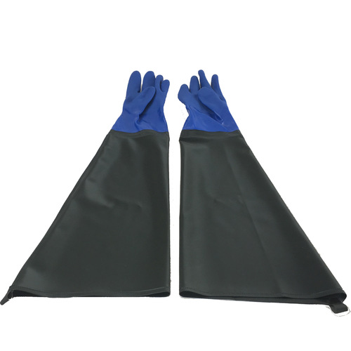 PVC thickened and lengthened oil-resistant gloves, industrial acid and alkali-resistant plastic dipped gloves, non-slip fish-catching rubber gloves
