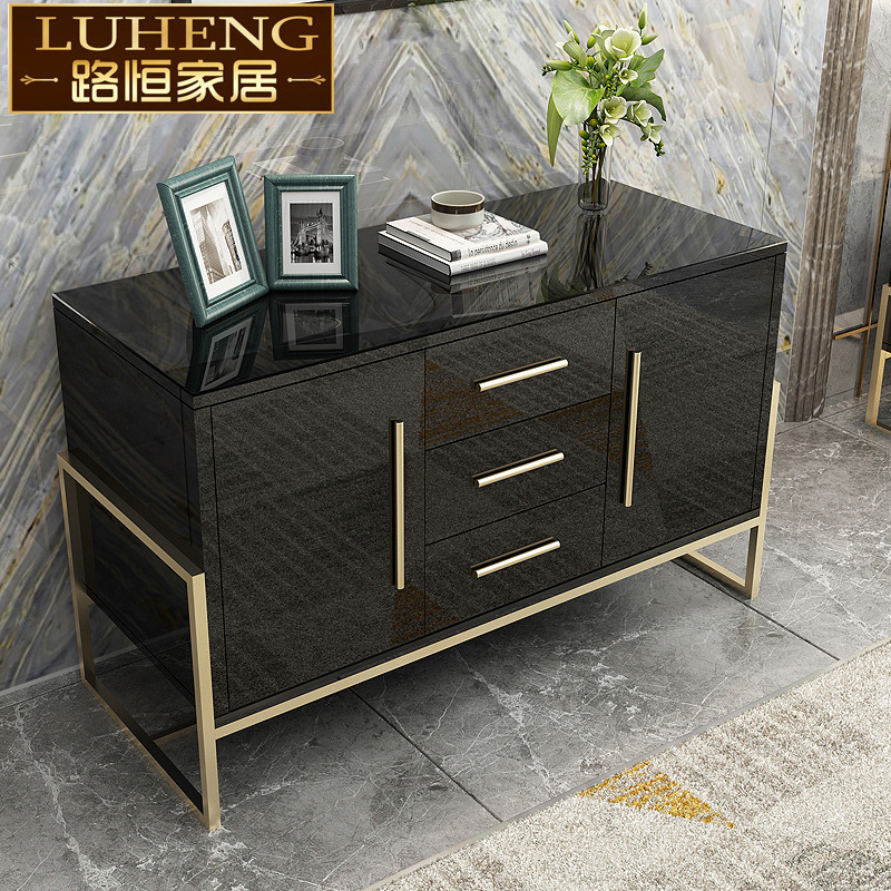 轻奢餐边柜酒柜玄关柜 储物茶水橱碗鞋柜隔断金不锈钢碧桂园家具