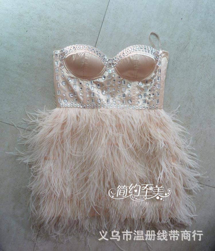 厂家供应鸵鸟毛布边南非进品羽毛服装裙边007酒红色10米起拍详情图19