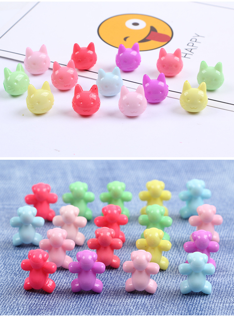 Spring-colored handmade beaded cartoon animal style straight-hole irregular-shaped beads diy children's educational toy beads accessories detail image 8