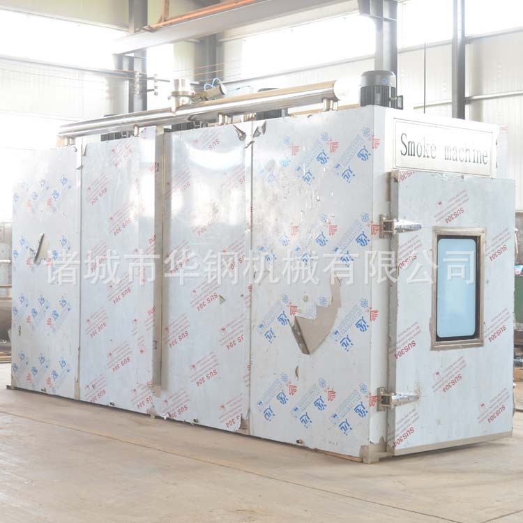 供应1000型两门四车烟熏炉设备 大型l腊肉加工熏烟机 环保烟熏炉