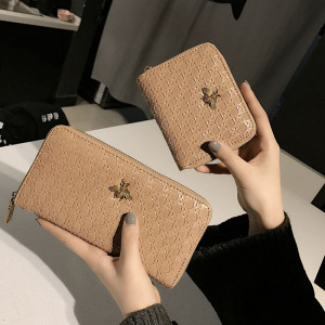 Knitted embossed short long zipper purse lady eighty percent off