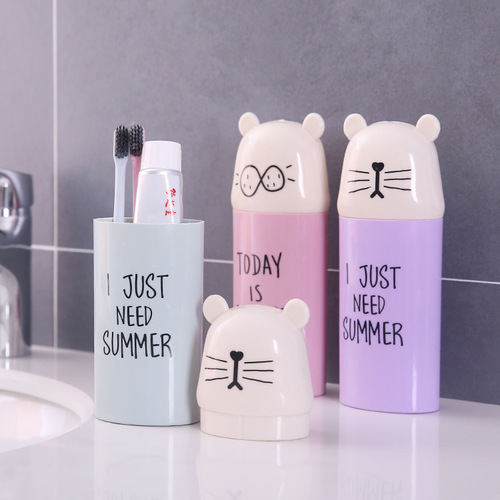 Cute Cartoon Wash Cup Portable Travel Toothbrush and Toothpaste Storage Box Couple Toothbrush Holder