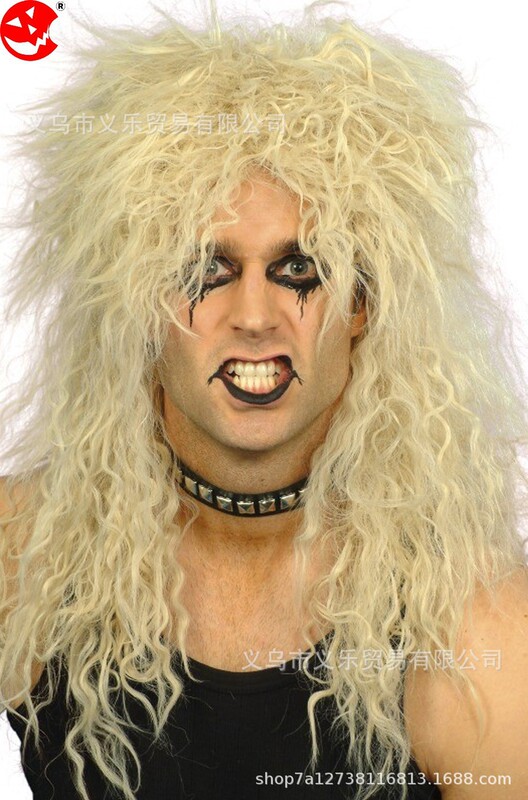 80 S Rock Star Curved Wig Reggae Crazy Singer Wig