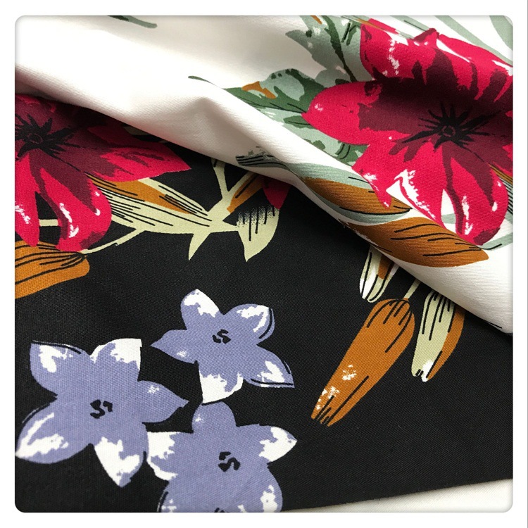 斜纹弹力活性印花面料 欧美连衣裙印花布  童装面料 裤装印花面料