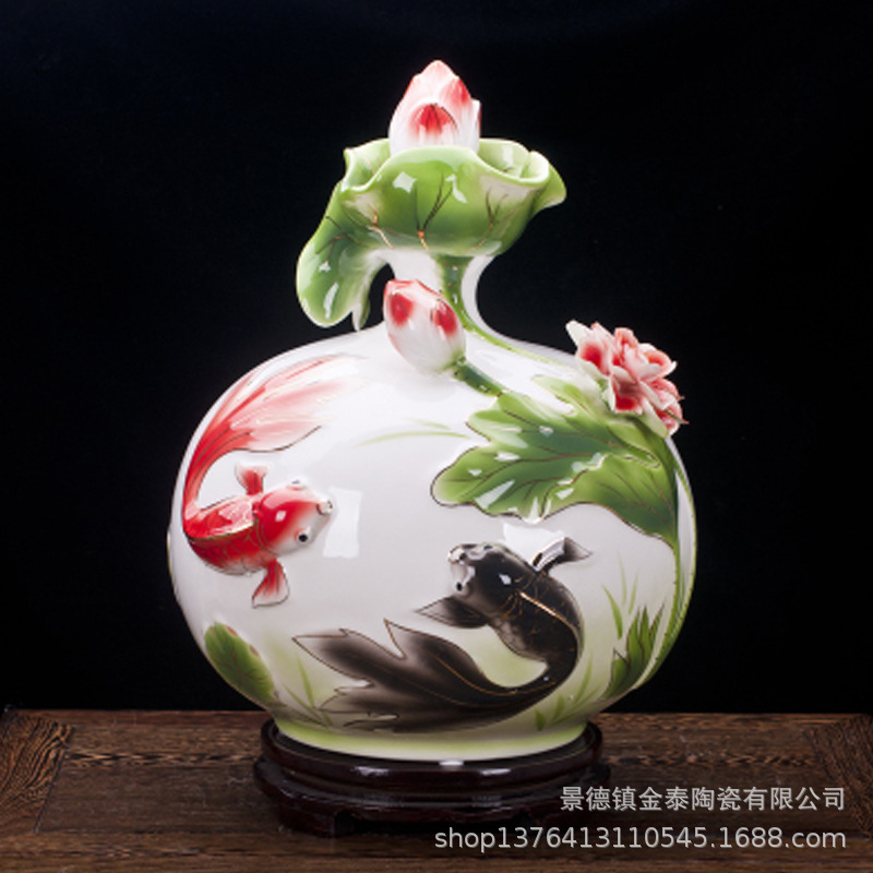 景德镇珐琅彩陶瓷10斤装密封酒瓶 荷塘月色十斤装白酒坛子 白酒瓶