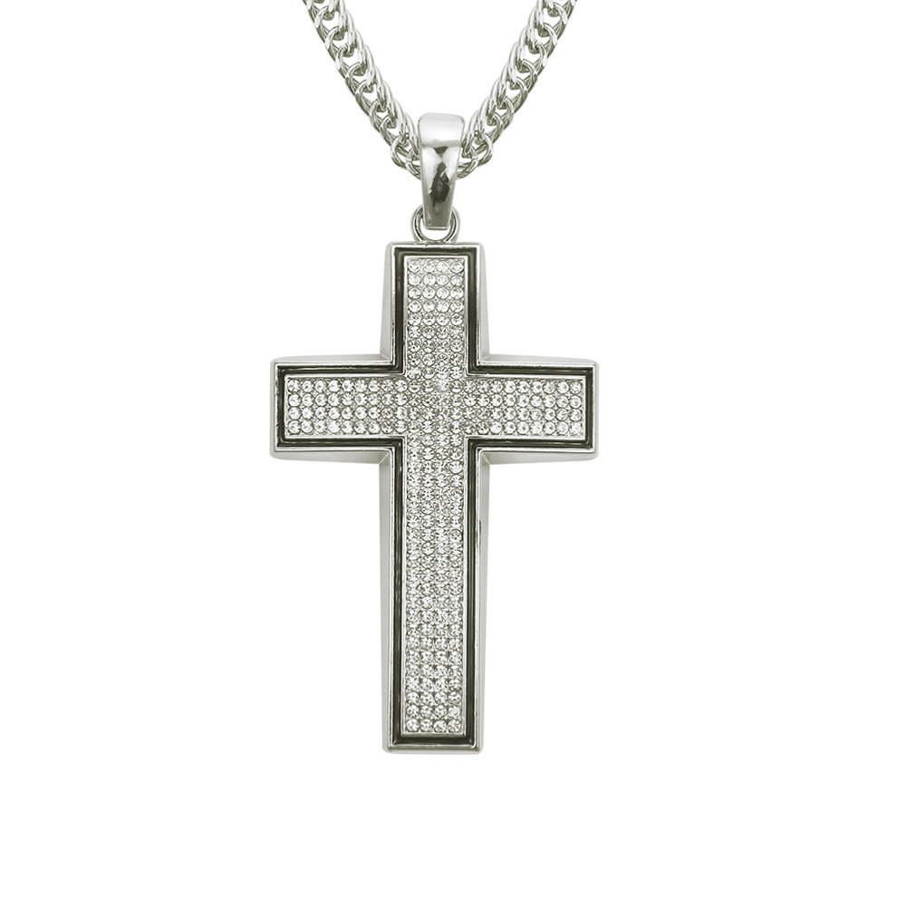 Fashion painting oil inlaid diamond cross alloy necklace