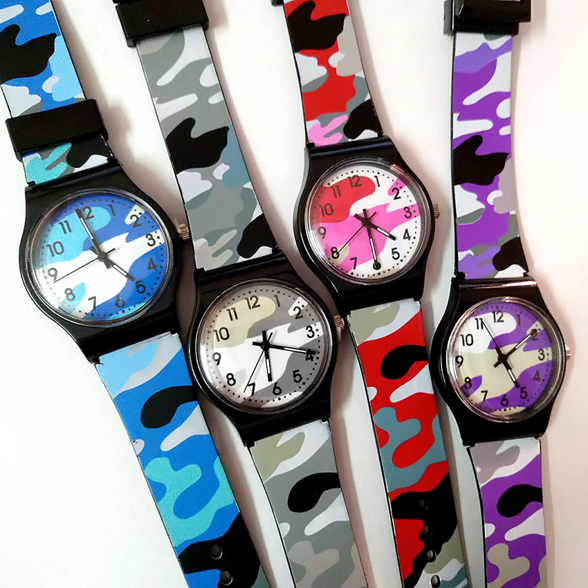 Foreign trade Best Sellers Plastic watch PVC Quartz watches Cartoon watch camouflage watch children watch Neutral Table goods in stock