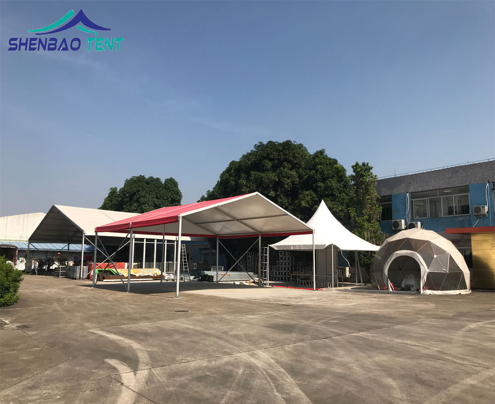 申宝帐篷出口户外服装展销会展览篷房 出售外红里白PVC布欧式帐篷