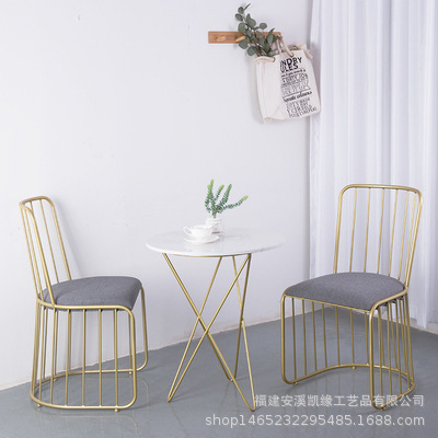 Mesa de ocio de mármol nórdico hogar sala de estar balcón mesa de ocio y silla combinación simple hierro ocio pequeña mesa redonda