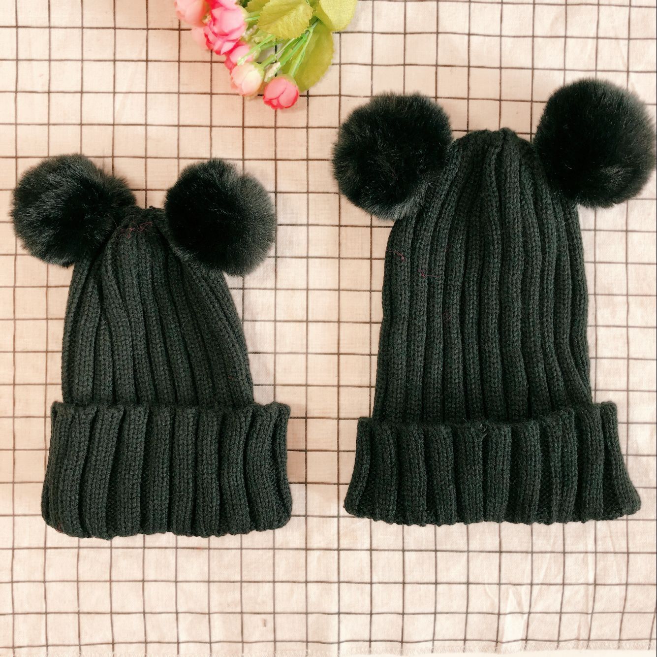 Demi-season winter travel woolen knitted solid color children's…
