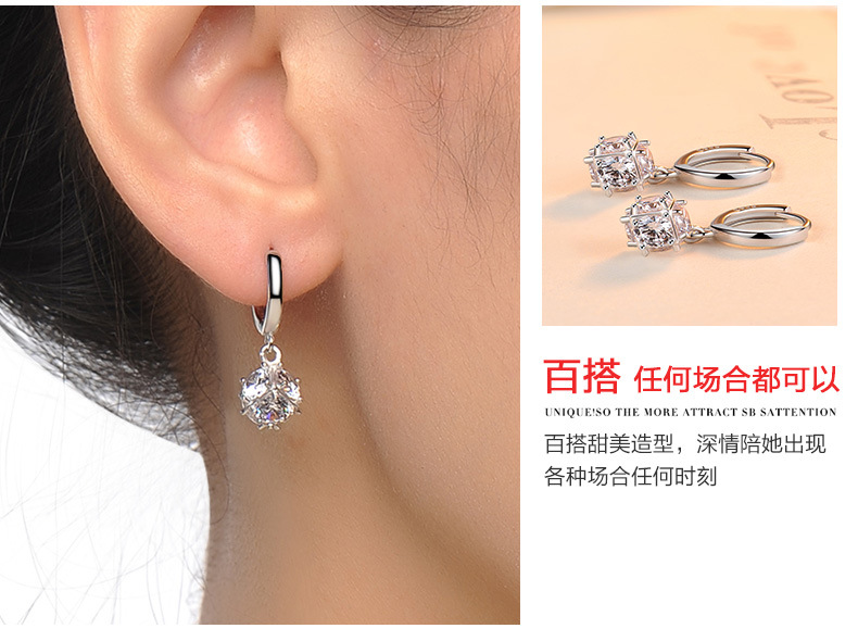 925银耳钉女韩国气质耳环简约圣诞个性长款耳坠流行耳扣耳饰