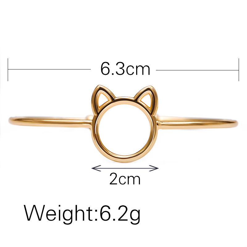 Cartoon animal cat ear opening adjustable bracelet green copper material