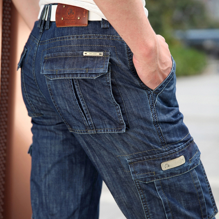 Genuine goods Zhan di ji Pu Four Seasons men's workwear jeans straight loose multi-pocket long pants men's Genuine goods Zhan di ji Pu Four Seasons men's workwear jeans straight loose multi-pocket long pants men's