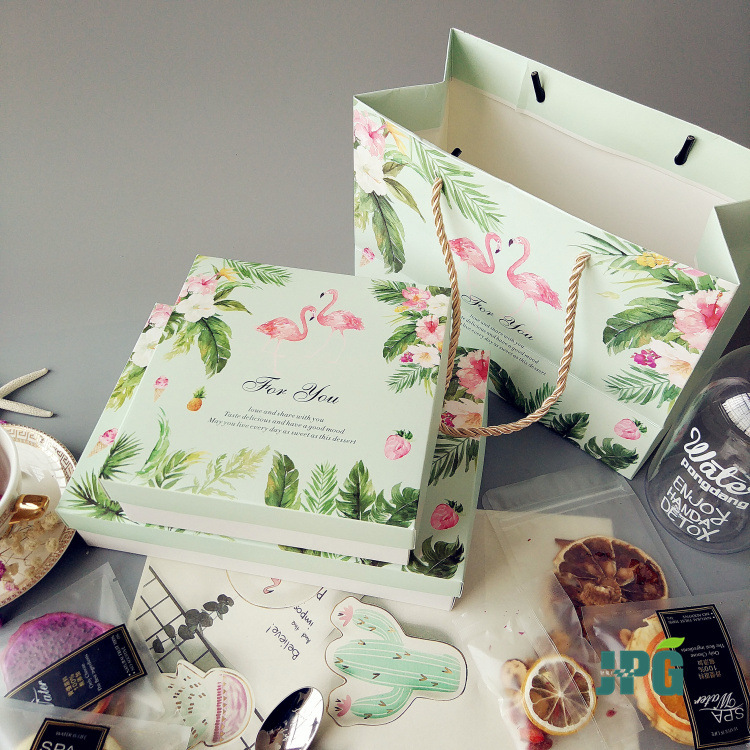 热带火烈鸟水果花茶礼盒红黑糖茶叶雪花酥礼盒花果茶叶包装盒定做