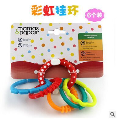 mqmqs&pdpds baby Rainbow Circle Chain 6 Molar Dental gum baby Bed Hanging