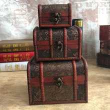 三件套仿古木盒子 精美復古手拎盒 古典首飾收納盒 拍攝道具盒