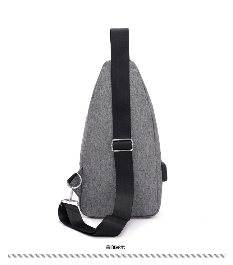 Solid-color men's USB chest bag, Oxford fabric outdoor sports bag, Korean-style casual single-shoulder crossbody small bag in stock for wholesale undefined