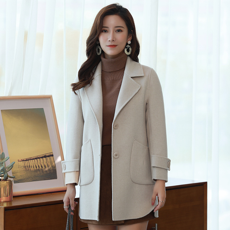 秋冬新款混色双面羊绒大衣2018韩版高腰显瘦气质淑女双面呢大衣女
