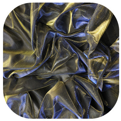 欧美时装大秀连衣长裙黑金立体压皱亮丝布金银丝网布幻灯丝面料