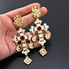 Retro golden paint from pearl, earrings, European style, wholesale