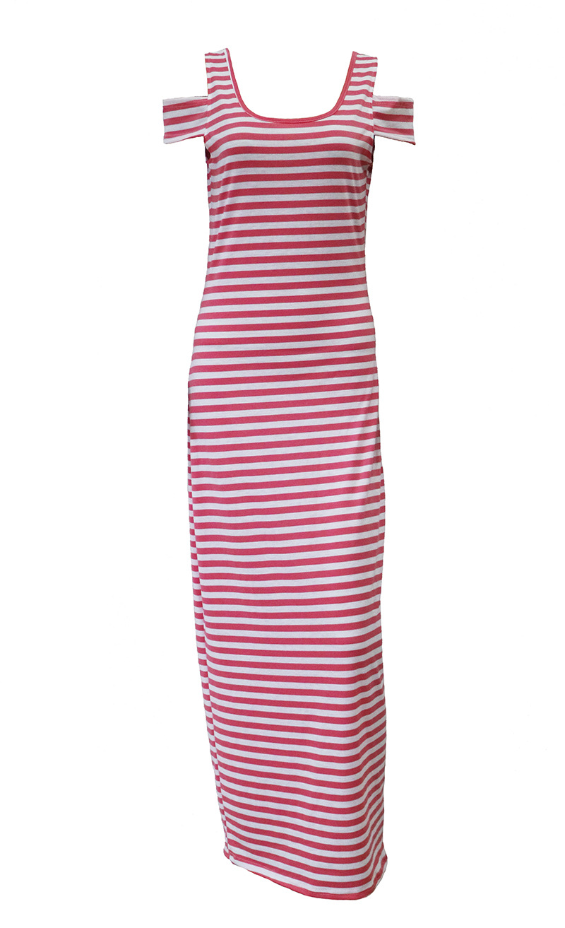 Summer Womens Maxi Dress Striped Color Block Off Shoulder Elegant Style Perfect for Parties and Events Wholesale
