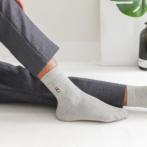 Combed Cotton Premium Havaianas All-Cotton Socks for Men - Pure Cotton Dog Embroidered Ankle Socks for Spring, Summer, Autumn, and Winter