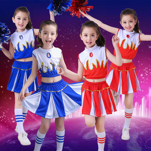 Children Cheerleader uniforms  jazz dance gogo dancers outfits cheerleaders dance performances compete skirts girls kids cheerleading suit