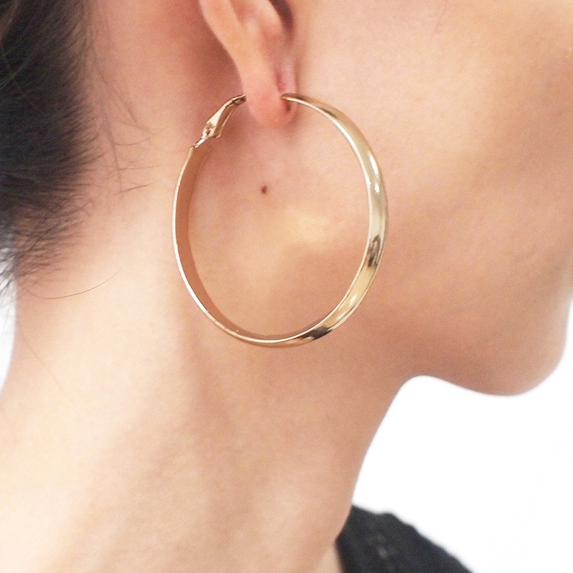 New European and American Fashion 50 Diameter Large Circle Earrings Metal Exaggerated Circle Large Earrings Jewelry Accessories Women