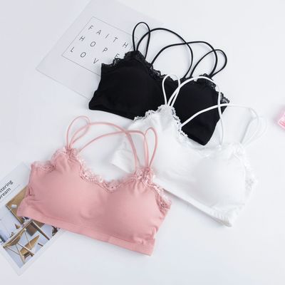 莫代尔性感美背少女裹胸背心胸垫蕾丝抹胸百搭文胸直播一件代发