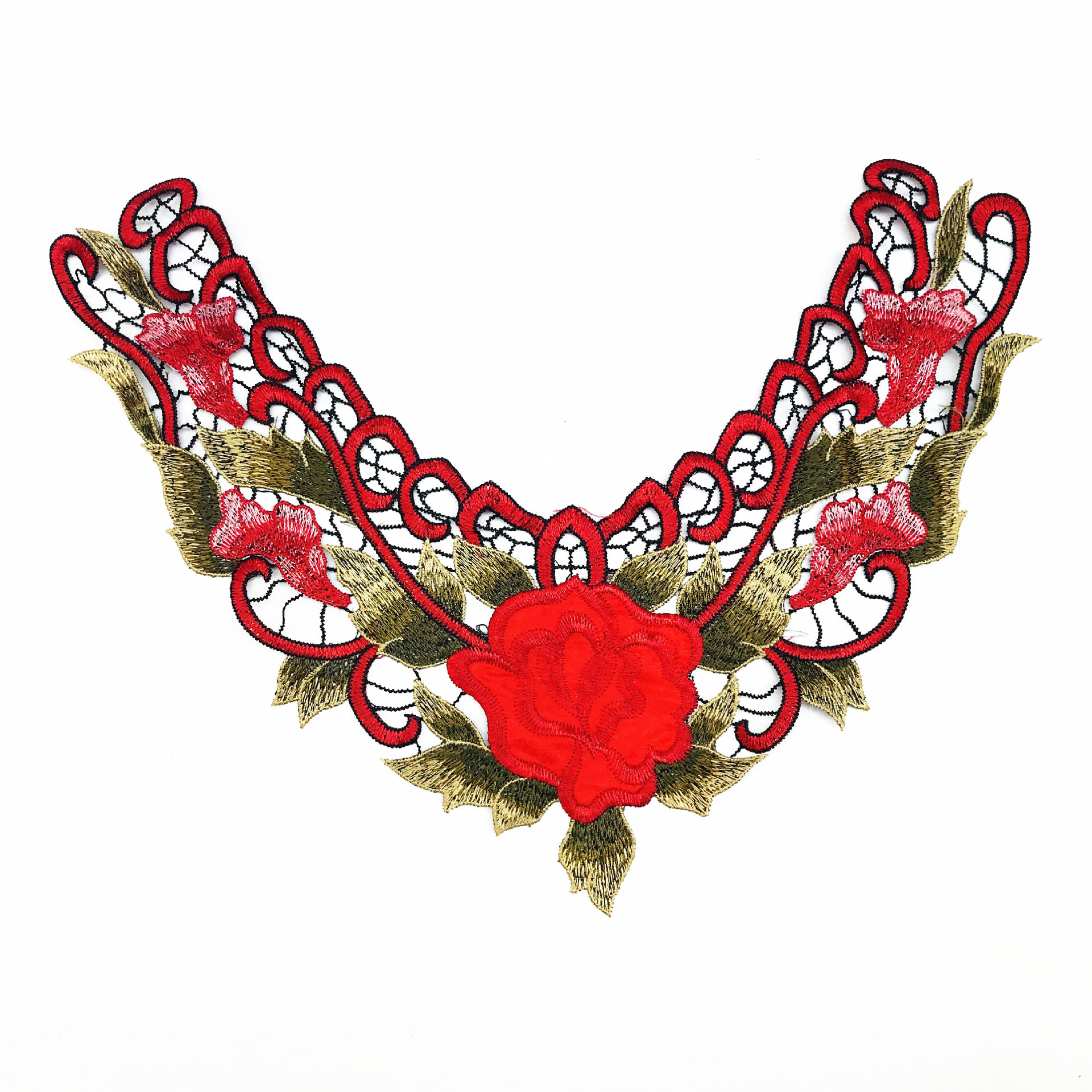 现货 中老年彩色刺绣领花 水溶领花 民族风演出刺绣贴花 车缝贴布