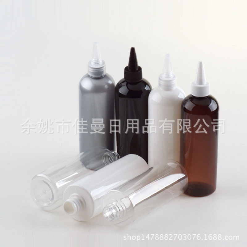 批发供应尖嘴瓶化妆品包材瓶300ml毫升圆肩透明瓶空瓶子分装瓶