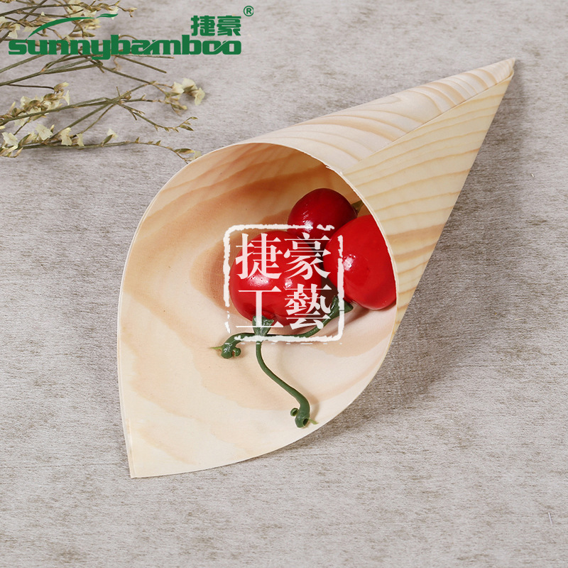 日韩创意木甜筒咖啡店一次性零食包装 木皮蛋卷容器冰激凌包装详情图7