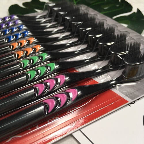 Adult Bamboo Charcoal Toothbrush Soft Bristles Household Use 10 Pieces Family Travel Pack Gum Protecting Fine Bristle Toothbrush 10 Yuan Store