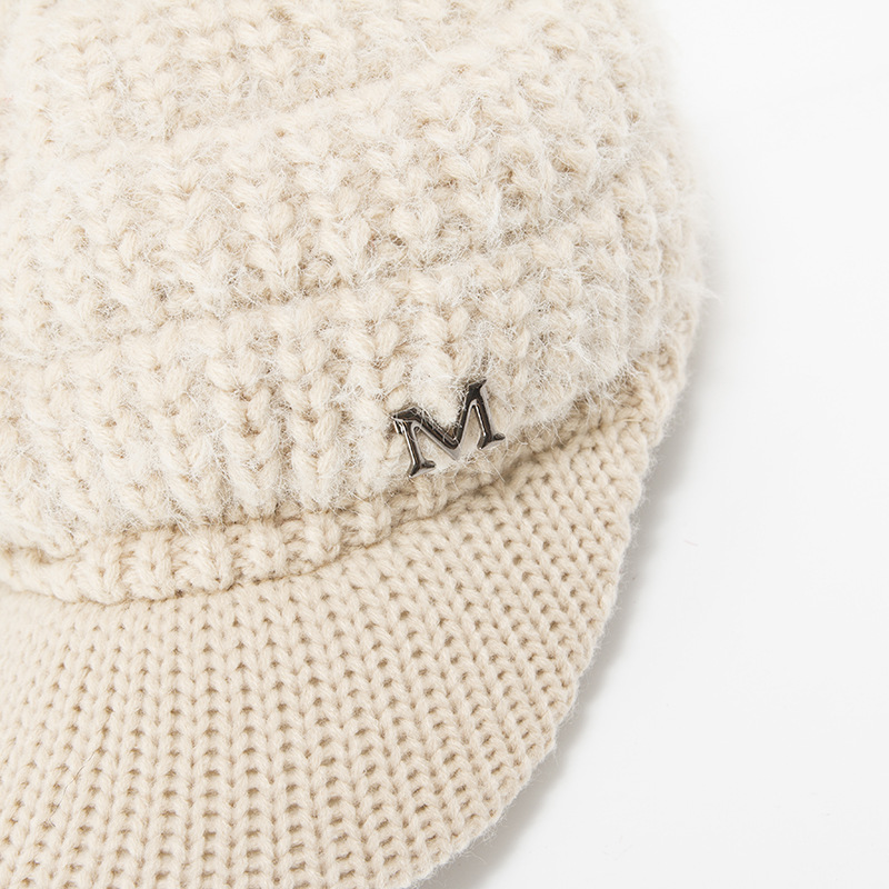 Knitted Visor Beanie Hat For Women Warm Thickened Winter Hat_voghion.com